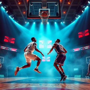 Ilustracja przedstawiająca zapowiedź meczu NBA